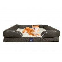 3-Pillow Bolster Orthopedic Memory Foam Large Dog Bed Sofa with Waterproof Liner and Removable Washable Cover - 38 x 30 x 10 inch